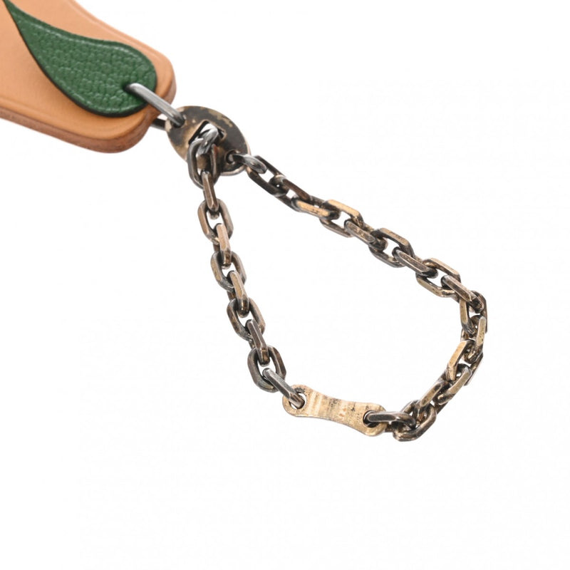 HERMES エルメス バッグチャーム 洋梨モチーフ ベージュ ユニセックス レザー キーホルダー ABランク 中古 銀蔵