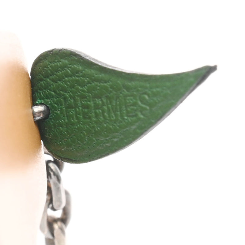 HERMES エルメス バッグチャーム 洋梨モチーフ ベージュ ユニセックス レザー キーホルダー ABランク 中古 銀蔵