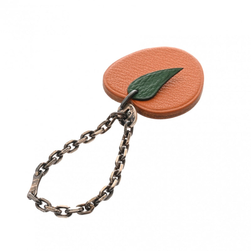 HERMES エルメス オレンジモチーフ バッグチャーム オレンジ レディース レザー キーホルダー ABランク 中古 銀蔵