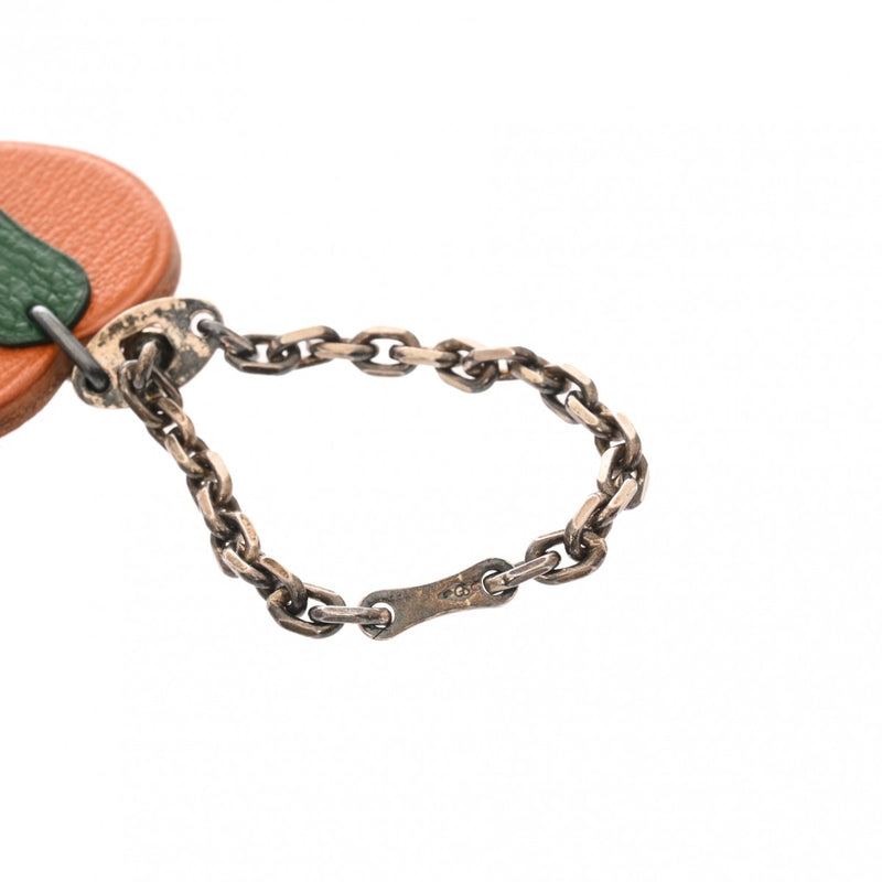 HERMES エルメス オレンジモチーフ バッグチャーム オレンジ レディース レザー キーホルダー ABランク 中古 銀蔵