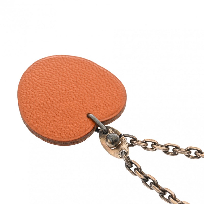 HERMES エルメス オレンジモチーフ バッグチャーム オレンジ レディース レザー キーホルダー ABランク 中古 銀蔵