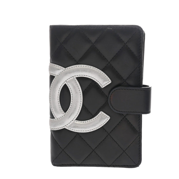 CHANEL シャネル カンボンライン 二つ折り財布 ブラック/シルバー レディース ラムスキン 二つ折り財布 Bランク 中古 銀蔵