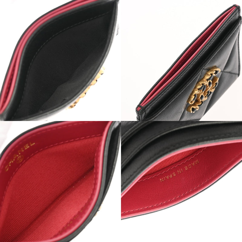 CHANEL シャネル シャネル19 カードケース ブラック レディース ラムスキン カードケース Bランク 中古 銀蔵