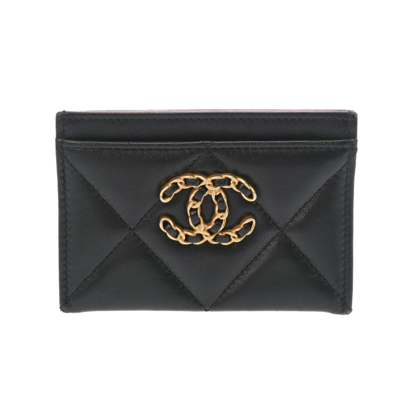 CHANEL シャネル シャネル19 カードケース ブラック レディース ラムスキン カードケース Bランク 中古 銀蔵