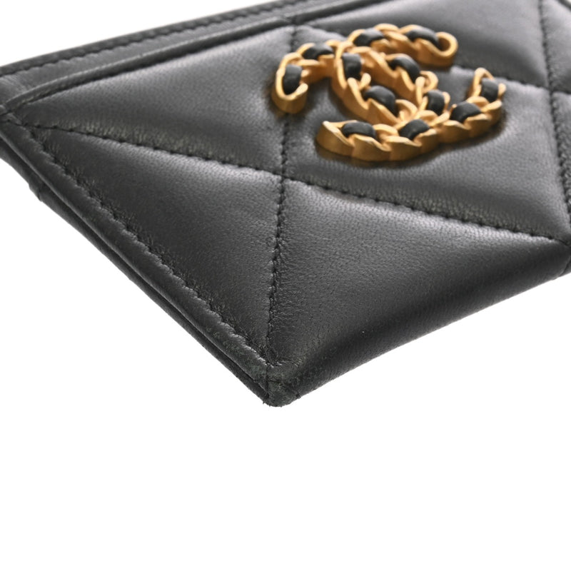 CHANEL シャネル シャネル19 カードケース ブラック レディース ラムスキン カードケース Bランク 中古 銀蔵