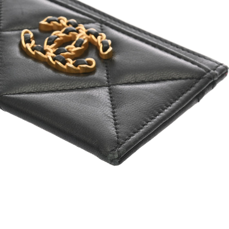 CHANEL シャネル シャネル19 カードケース ブラック レディース ラムスキン カードケース Bランク 中古 銀蔵