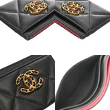 CHANEL シャネル シャネル19 カードケース ブラック レディース ラムスキン カードケース Bランク 中古 銀蔵