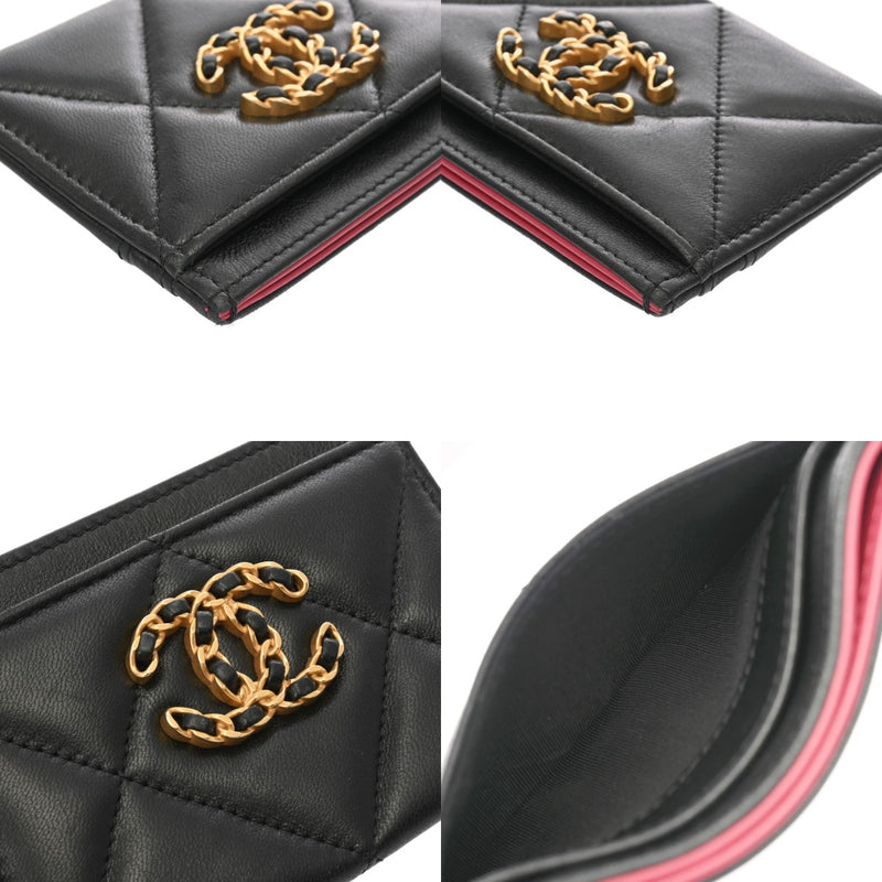 CHANEL シャネル シャネル19 カードケース ブラック レディース ラムスキン カードケース Bランク 中古 銀蔵