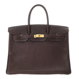 HERMES エルメス バーキン 35 ショコラ ○Z刻印(1996年頃) ユニセックス フィヨルド ハンドバッグ Aランク 中古 銀蔵