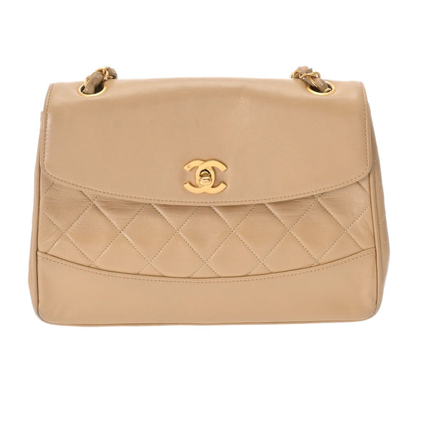 CHANEL シャネル マトラッセ チェーンショルダー 25cm  ベージュ レディース ラムスキン ショルダーバッグ Bランク 中古 銀蔵