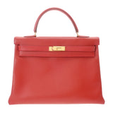 HERMES エルメス ケリー 35 内縫い 2WAY ルージュヴィフ □B刻印(1998年頃) レディース アルデンヌ ハンドバッグ ABランク 中古 銀蔵