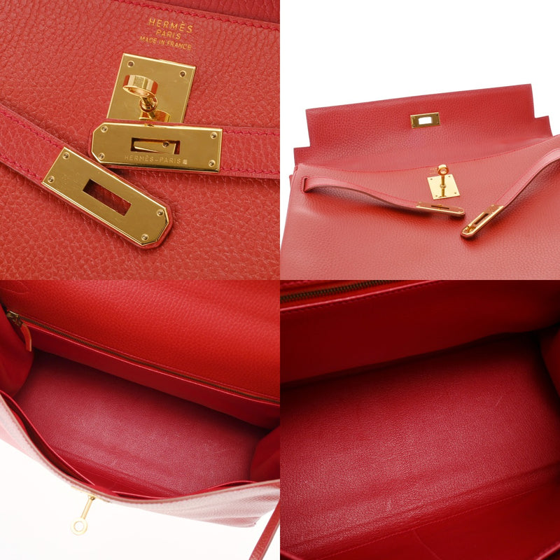 HERMES エルメス ケリー 35 内縫い 2WAY ルージュヴィフ □B刻印(1998年頃) レディース アルデンヌ ハンドバッグ ABランク 中古 銀蔵
