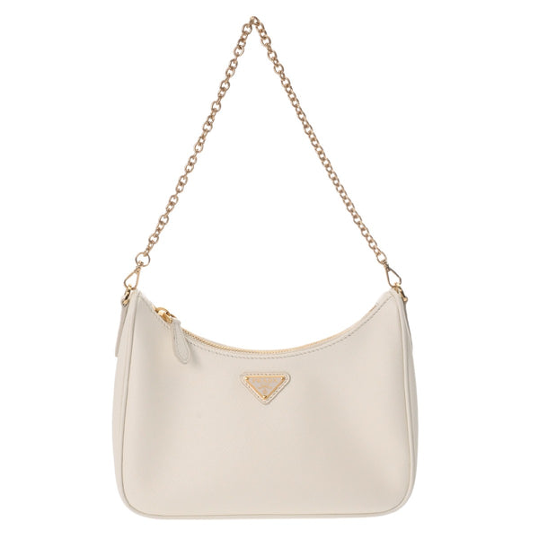 PRADA プラダ Re-Edition 2005  ホワイト 1BH204 レディース 2WAYバッグ Aランク 中古 銀蔵
