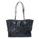 CHANEL シャネル ドーヴィル MM ネイビー A93257 レディース レザー トートバッグ Bランク 中古 銀蔵