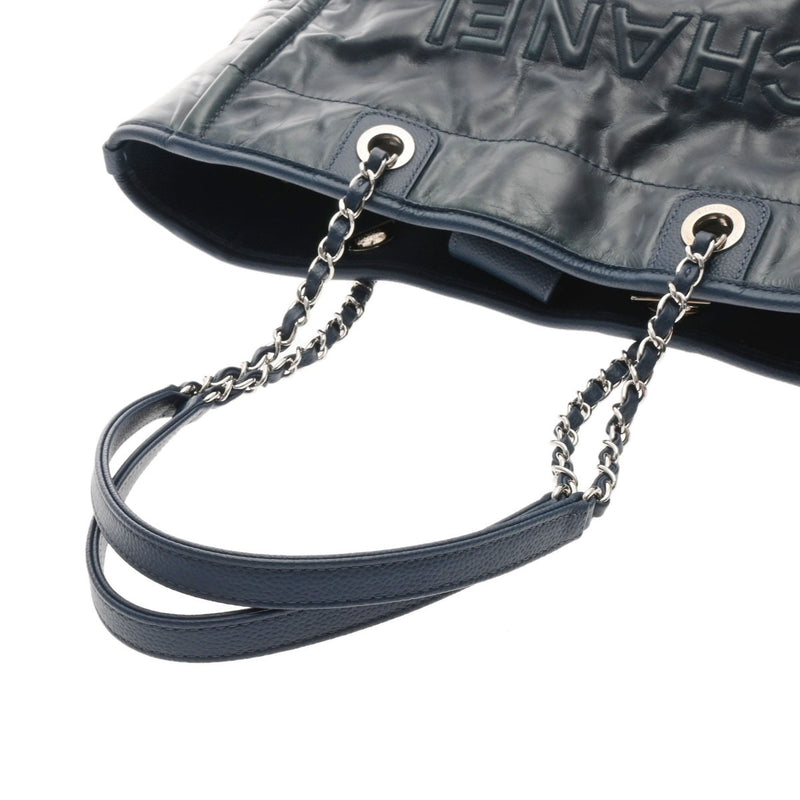 CHANEL シャネル ドーヴィル MM ネイビー A93257 レディース レザー トートバッグ Bランク 中古 銀蔵