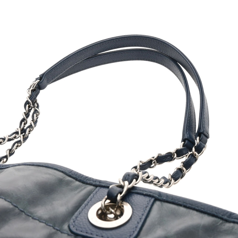 CHANEL シャネル ドーヴィル MM ネイビー A93257 レディース レザー トートバッグ Bランク 中古 銀蔵