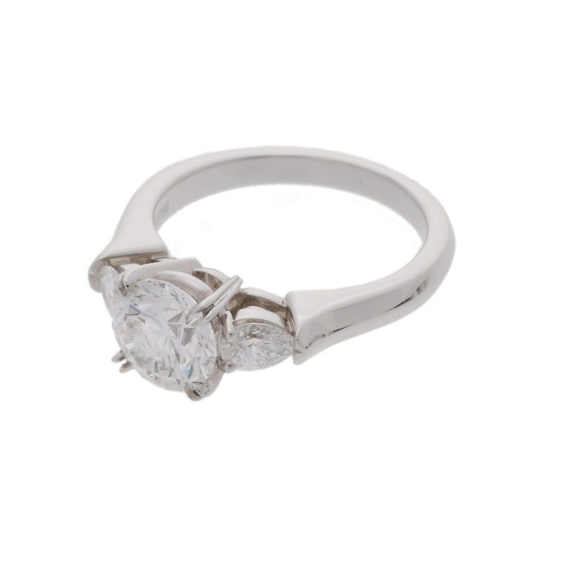 HARRY WINSTON ハリーウィンストン ラウンドペアシェイプ ソリティリング 1.03ct #45 5号 レディース Pt950プラチナ リング・指輪 Aランク 中古 銀蔵