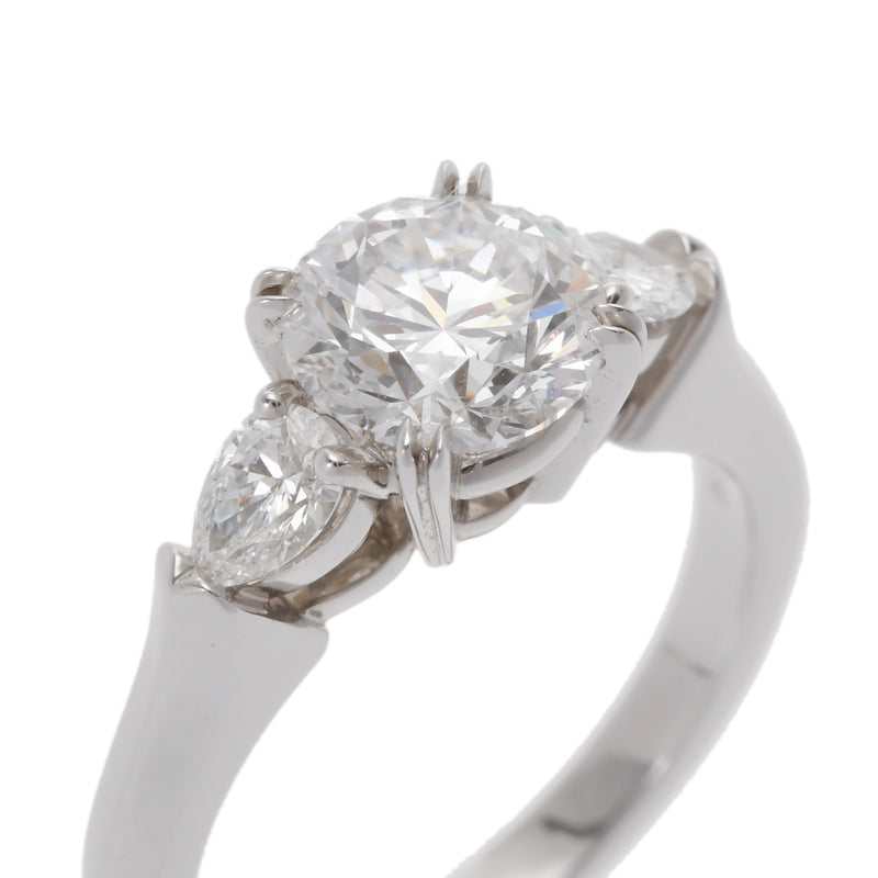 HARRY WINSTON ハリーウィンストン ラウンドペアシェイプ ソリティリング 1.03ct #45 5号 レディース Pt950プラチナ リング・指輪 Aランク 中古 銀蔵