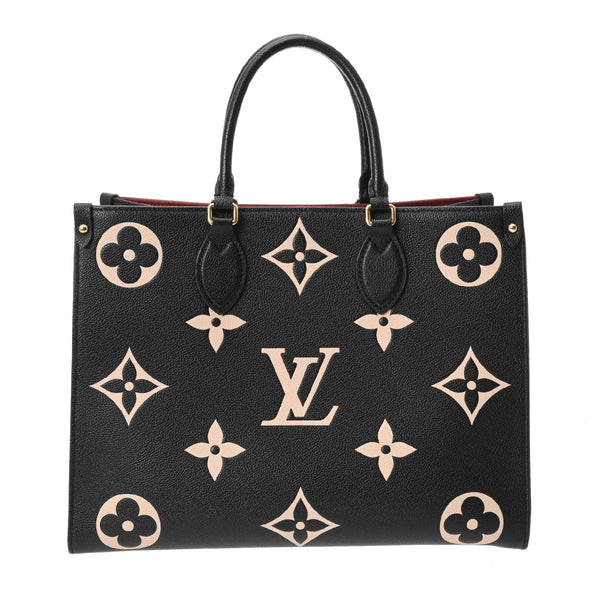 LOUIS VUITTON ルイヴィトン モノグラムアンプラント オンザゴー MM 2WAYトート ブラック/ベージュ M45495 レディース レザー ハンドバッグ Aランク 中古 銀蔵