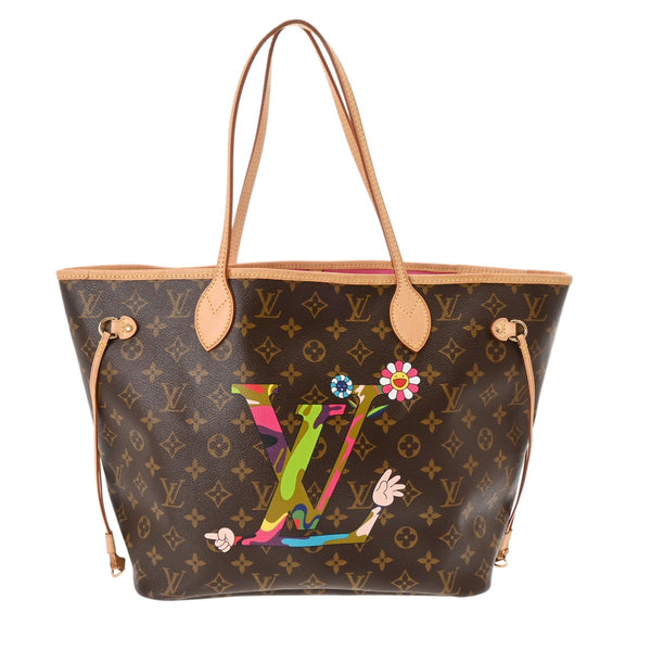 LOUIS VUITTON ルイヴィトン モノグラム ネヴァーフル MM LVハンズ 村上隆MOCA LA限定 ブラウン/ピンク M95560 レディース モノグラムキャンバス トートバッグ Bランク 中古 銀蔵