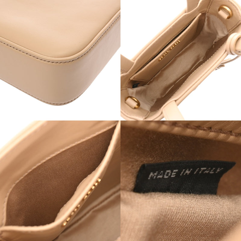 MIUMIU ミュウミュウ フラワーモチーフ 2WAY ベージュ レディース カーフ ハンドバッグ Aランク 中古 銀蔵