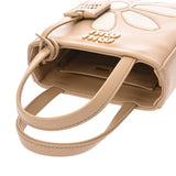 MIUMIU ミュウミュウ フラワーモチーフ 2WAY ベージュ レディース カーフ ハンドバッグ Aランク 中古 銀蔵