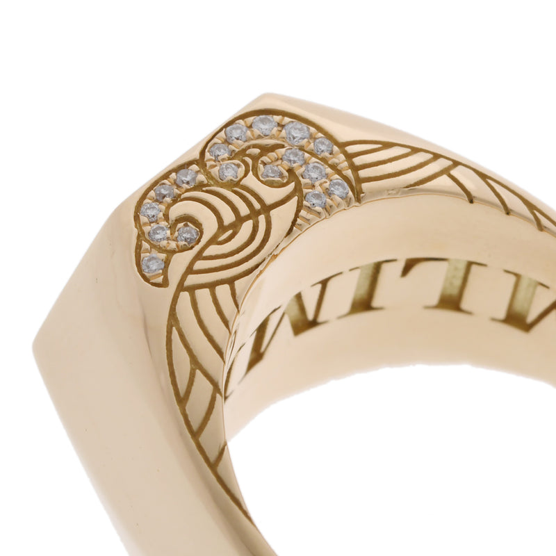 no brand ノーブランド エメラルド0.13ct ブラックダイヤ0.32ct ダイヤ0.09ct ゴールド/ブラック/グリーン 11号 レディース K18イエローゴールド YG リング・指輪 Aランク 中古 銀蔵