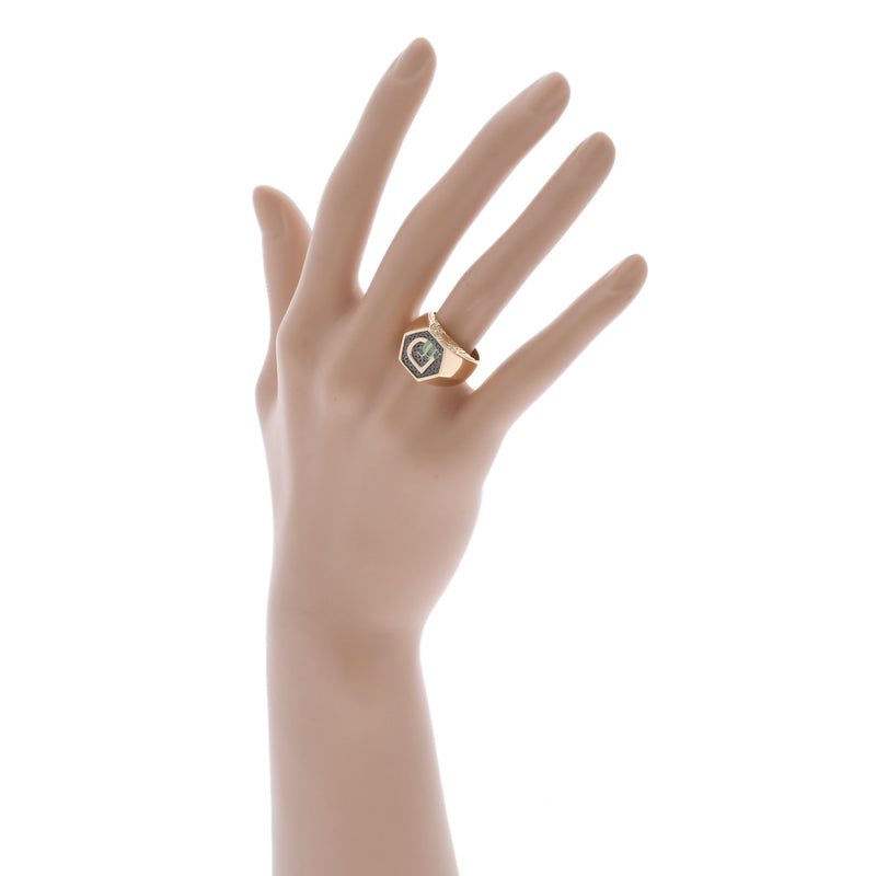 no brand ノーブランド エメラルド0.13ct ブラックダイヤ0.32ct ダイヤ0.09ct ゴールド/ブラック/グリーン 11号 レディース K18イエローゴールド YG リング・指輪 Aランク 中古 銀蔵