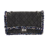CHANEL シャネル マトラッセ Wフラップ フリンジ　 ブラック レディース デニム ショルダーバッグ ABランク 中古 銀蔵