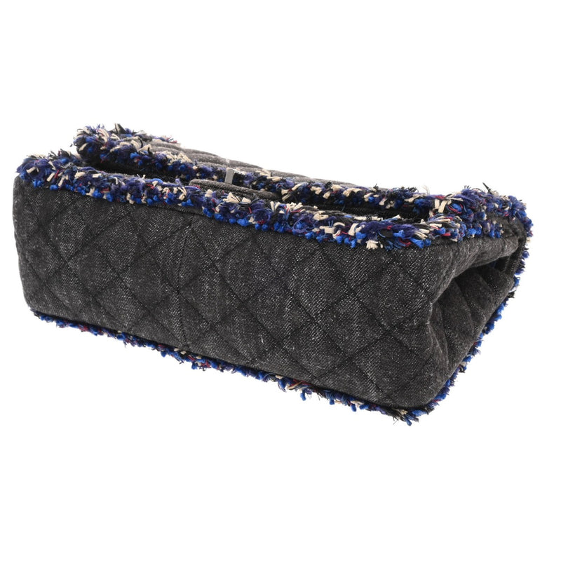 CHANEL シャネル マトラッセ Wフラップ フリンジ　 ブラック レディース デニム ショルダーバッグ ABランク 中古 銀蔵