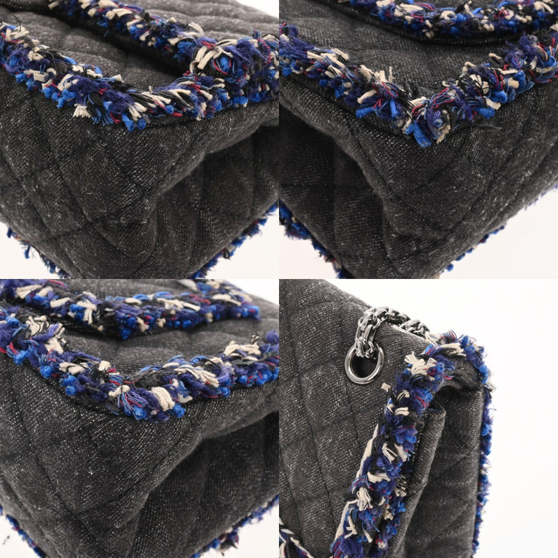 CHANEL シャネル マトラッセ Wフラップ フリンジ　 ブラック レディース デニム ショルダーバッグ ABランク 中古 銀蔵