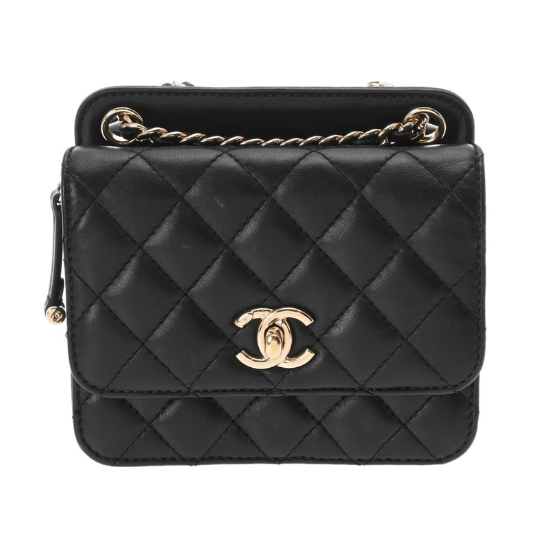 CHANEL シャネル マトラッセ ミニ チェーンショルダー  ブラック レディース ラムスキン ショルダーバッグ ABランク 中古 銀蔵