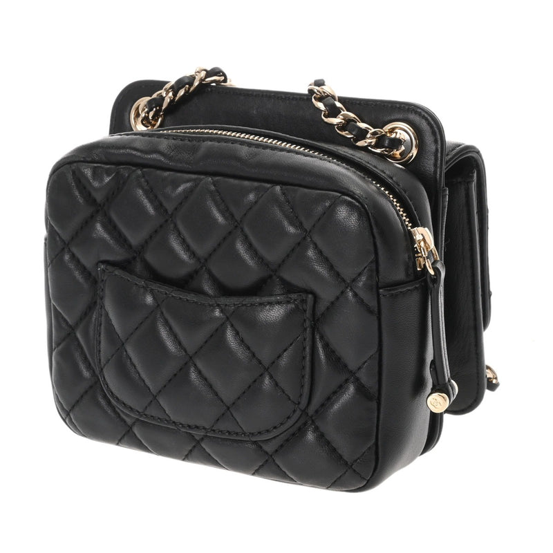 CHANEL シャネル マトラッセ ミニ チェーンショルダー  ブラック レディース ラムスキン ショルダーバッグ ABランク 中古 銀蔵