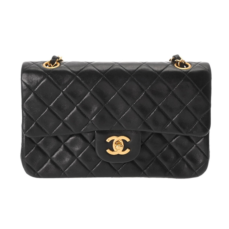 CHANEL シャネル マトラッセ チェーンショルダー23cm Wフラップ ブラック A01113 レディース ラムスキン ショルダーバッグ ABランク 中古 銀蔵