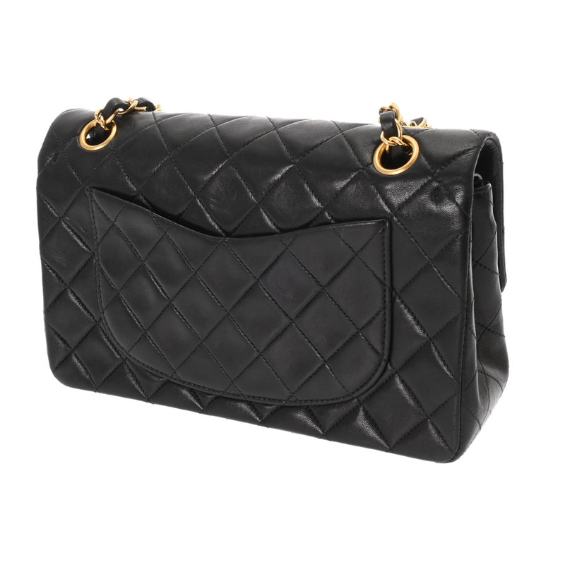 CHANEL シャネル マトラッセ チェーンショルダー23cm Wフラップ ブラック A01113 レディース ラムスキン ショルダーバッグ ABランク 中古 銀蔵