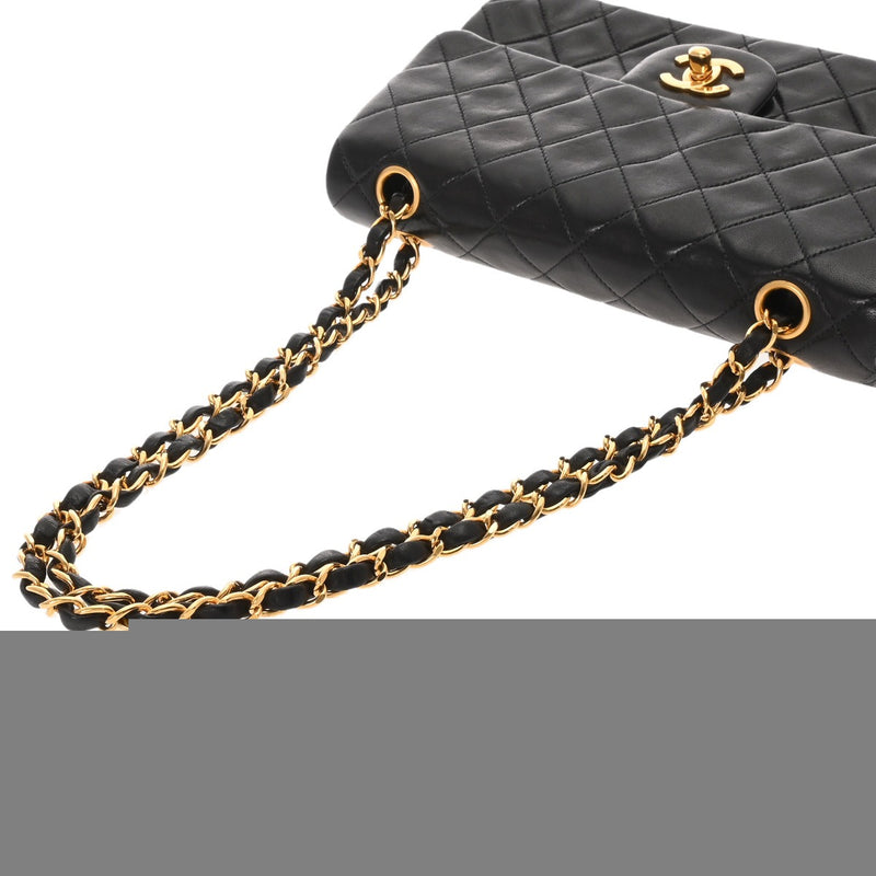 CHANEL シャネル マトラッセ チェーンショルダー23cm Wフラップ ブラック A01113 レディース ラムスキン ショルダーバッグ ABランク 中古 銀蔵
