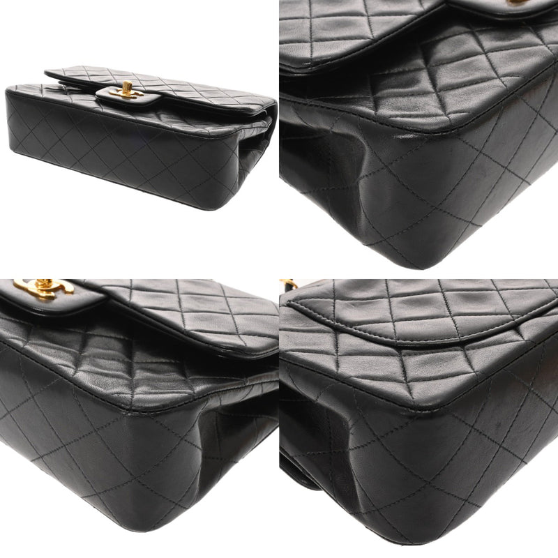 CHANEL シャネル マトラッセ チェーンショルダー23cm Wフラップ ブラック A01113 レディース ラムスキン ショルダーバッグ ABランク 中古 銀蔵