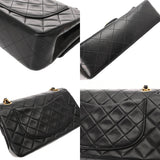 CHANEL シャネル マトラッセ チェーンショルダー23cm Wフラップ ブラック A01113 レディース ラムスキン ショルダーバッグ ABランク 中古 銀蔵