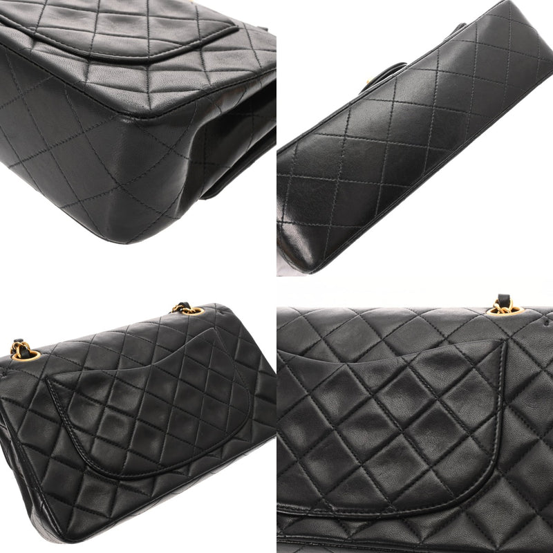 CHANEL シャネル マトラッセ チェーンショルダー23cm Wフラップ ブラック A01113 レディース ラムスキン ショルダーバッグ ABランク 中古 銀蔵