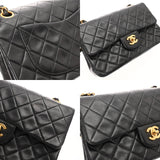 CHANEL シャネル マトラッセ チェーンショルダー23cm Wフラップ ブラック A01113 レディース ラムスキン ショルダーバッグ ABランク 中古 銀蔵