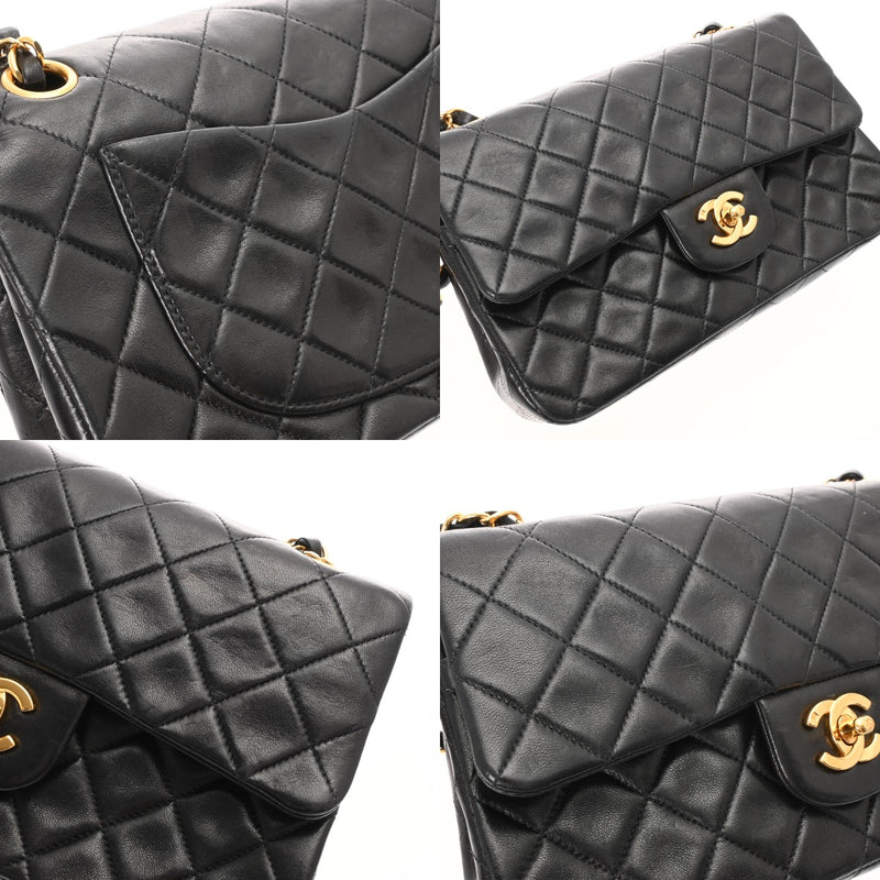 CHANEL シャネル マトラッセ チェーンショルダー23cm Wフラップ ブラック A01113 レディース ラムスキン ショルダーバッグ ABランク 中古 銀蔵