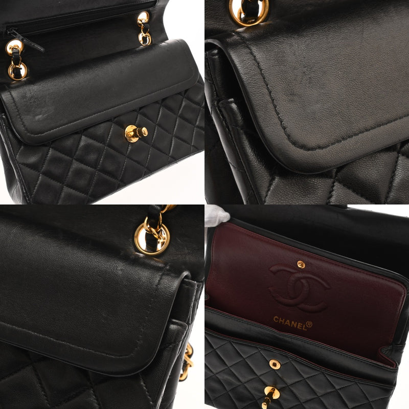 CHANEL シャネル マトラッセ チェーンショルダー23cm Wフラップ ブラック A01113 レディース ラムスキン ショルダーバッグ ABランク 中古 銀蔵