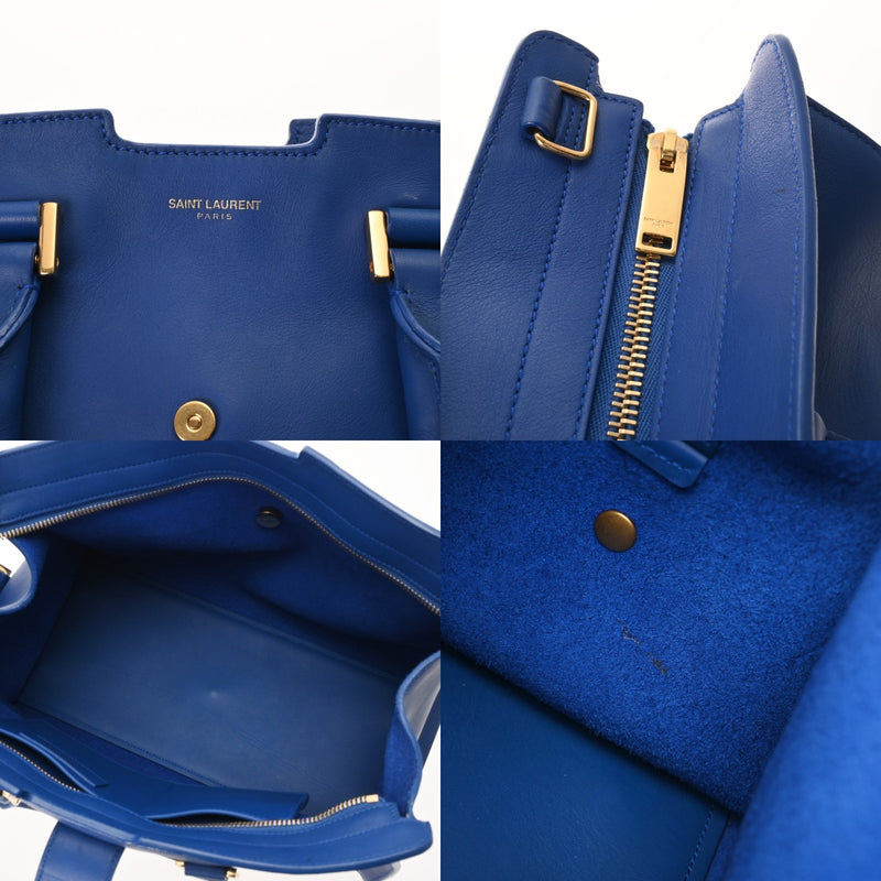 SAINT LAURENT サンローラン ベイビーカバス 2WAY ブルー 394461 レディース レザー ハンドバッグ Aランク 中古 銀蔵