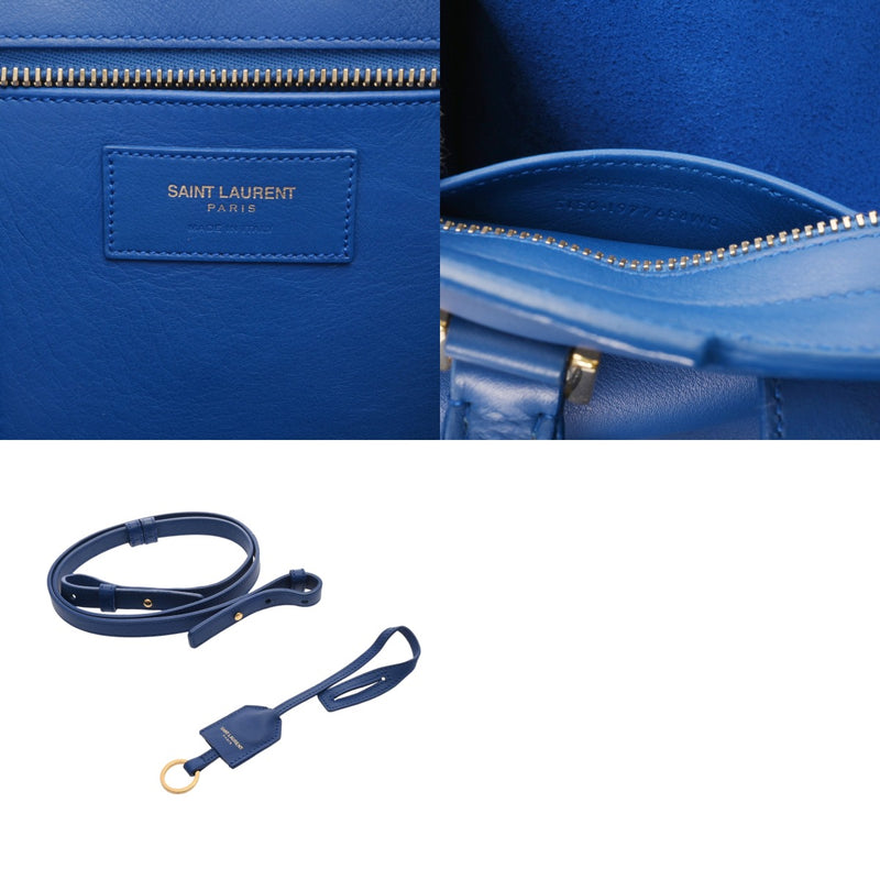 SAINT LAURENT サンローラン ベイビーカバス 2WAY ブルー 394461 レディース レザー ハンドバッグ Aランク 中古 銀蔵