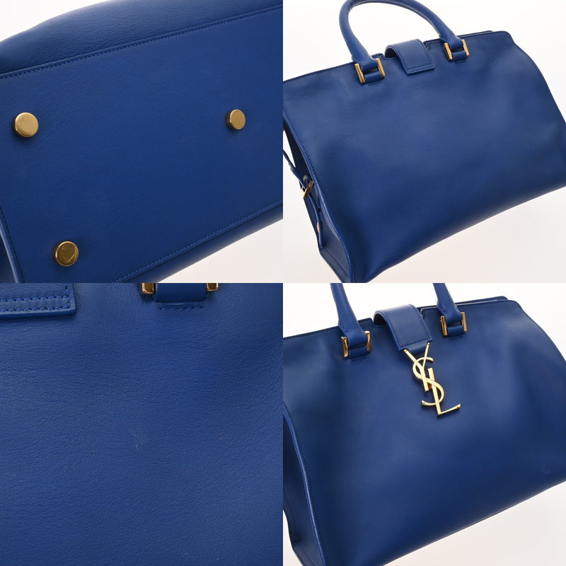 SAINT LAURENT サンローラン ベイビーカバス 2WAY ブルー 394461 レディース レザー ハンドバッグ Aランク 中古 銀蔵