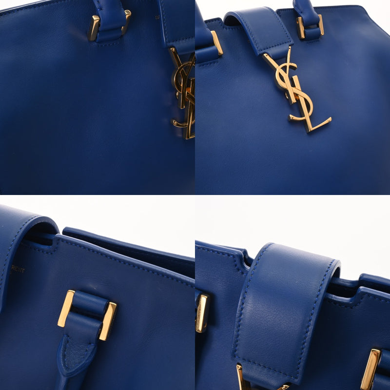 SAINT LAURENT サンローラン ベイビーカバス 2WAY ブルー 394461 レディース レザー ハンドバッグ Aランク 中古 銀蔵