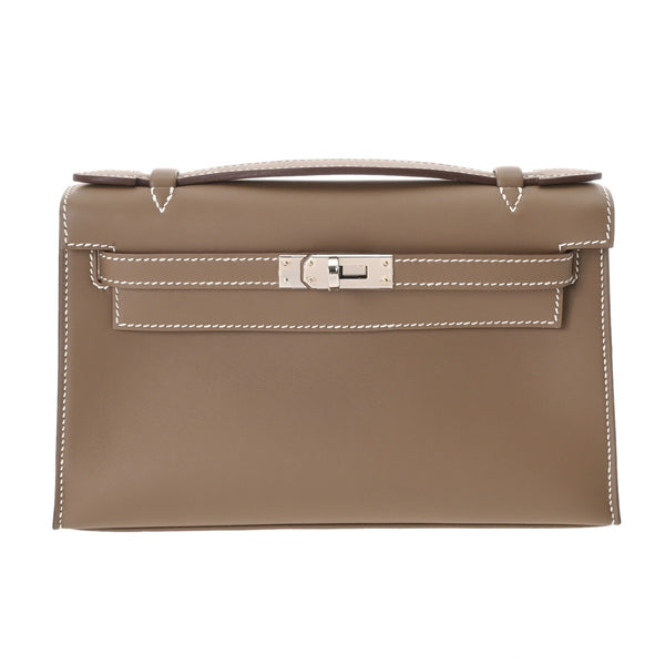 HERMES エルメス ポシェットケリー エトゥープ W刻印(2024年頃) レディース ヴォースイフト ハンドバッグ 未使用 銀蔵