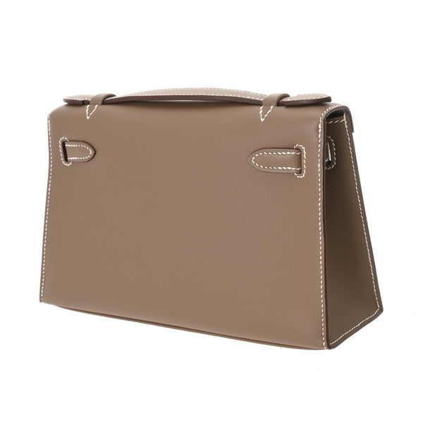 HERMES エルメス ポシェットケリー エトゥープ W刻印(2024年頃) レディース ヴォースイフト ハンドバッグ 未使用 銀蔵