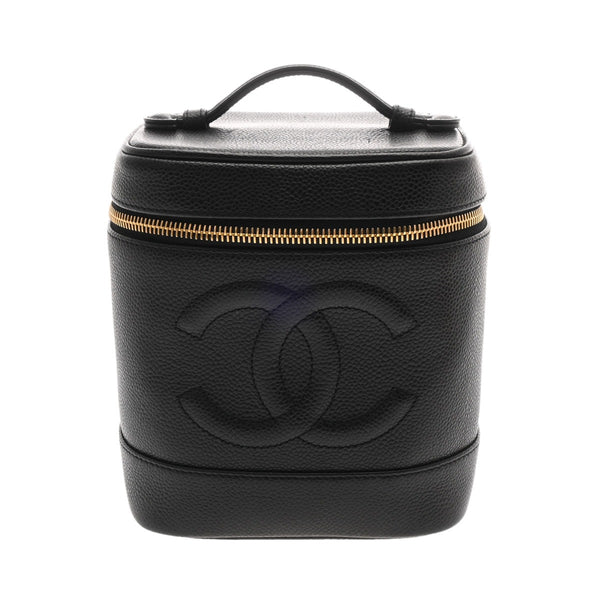 CHANEL シャネル 縦型バニティ ブラック A01998 レディース キャビアスキン ハンドバッグ ABランク 中古 銀蔵