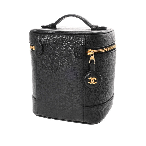 CHANEL シャネル 縦型バニティ ブラック A01998 レディース キャビアスキン ハンドバッグ ABランク 中古 銀蔵